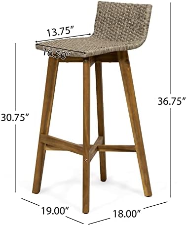Christopher Knight Home La Brea Outdoor Acacia Wood and Wicker Barstools (Set...
