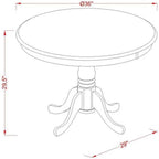East West Furniture AMVA5-BCH-W 5 Piece Dinette Set for 4 Includes a Round Kitchen Table with Pedestal and 4 Dining Room Chairs, 36x36 Inch, Black & Cherry