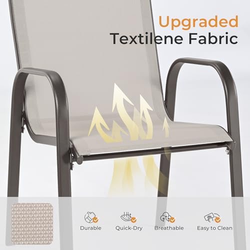 HAPPATIO Outdoor Patio Dining Set, 8 Quick Dry Textilene Dining Chairs and Di...