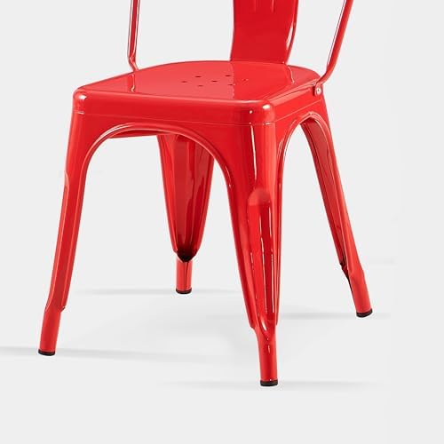AC Pacific 18 Inch Seat Height Industrial Metal Dining Chairs, Stackable Kitc...