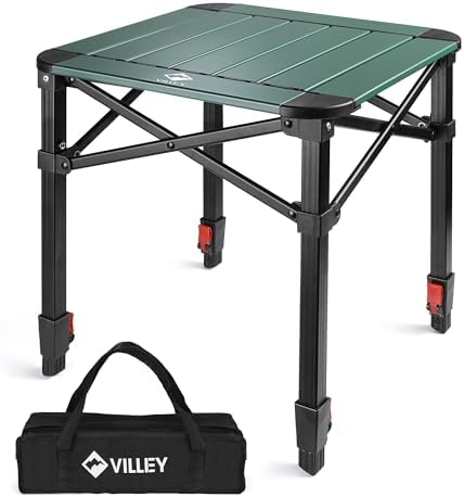 VILLEY Folding Camping Square Table, Portable Aluminum Table, Small