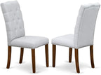 East West Furniture DLEL3-AWA-05 3 Piece Kitchen Table & Chairs Set Consist of a Round Dining Table with Dropleaf and 2 Upholstered Parson Chairs, 42x42 Inch, Antique Walnut