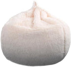 Fluffy Stuffed Animal Storage Bean Bag Chair Cover (No Filler), Faux Fur Comfy Bean Bag Cover for Organizing Plush Toys or Textile, for Adults Teens Kids Girls, Beige
