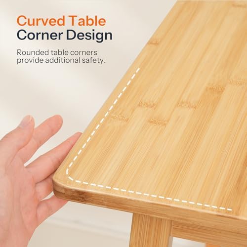 HOOBRO Bamboo Dining Table, Square Dining Table for 2, 27.6" Kitchen Tab...