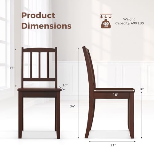 GIANTEX Farmhouse Dining Chairs Set of 4, Wood Kitchen Chair w/Ladder Back