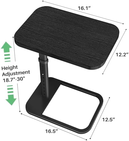 Kitstorack TV Tray Table, Adjustable Height & Rounded Metal Corners, Snac...