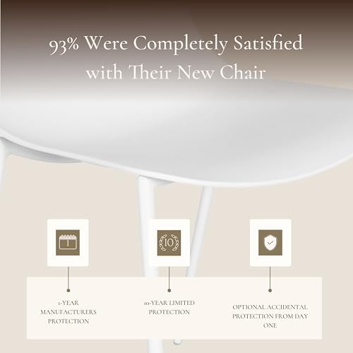POLY & BARK Isla Modern Dining Chairs Set of 4 – Mid Century Modern Plast...