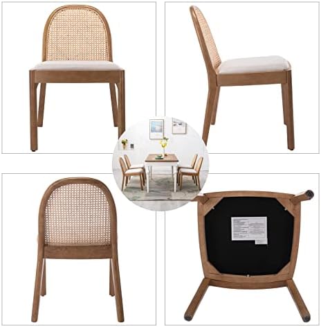 DUOMAY Mid-Century Modern Rattan Dining Chairs Set of 2, Wooden Dining Room C...