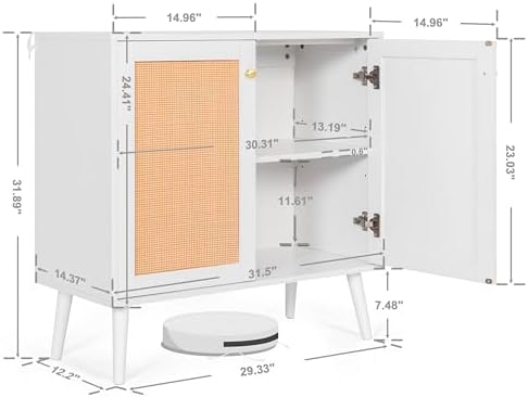 NUU GARDEN Buffet Cabinet with Rattan Decor Doors - Storage Sideboard for Kit...