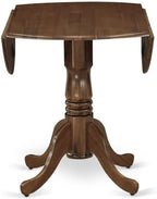 East West Furniture DLEL5-AWA-05 5 Piece Dinette Set for Small Spaces Includes a Round Kitchen Table with Dropleaf and 4 Parson Dining Chairs, 42x42 Inch, Antique Walnut