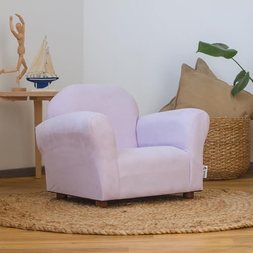 Roundy Toddler Armchair with Soft Microsuede Upholstery Durable Wooden Frame, Ergonomic Design, Fully Assembled, Comfortable Kids Chair for Ages 2-5, Ideal for Bedroom, Playroom & Daycare Use.