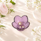 Gifts for Women Purple Flower Jewelry Ring Dish Tray,Decorative Glass Trinket Dish,Room Decor Aesthetic, Modern Accent Tray for Vanity (Purple A)