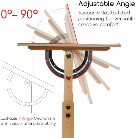 MEEDEN Extra-Large Wood Drafting Table: 42" x 30" Artist Drawing Ta...