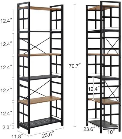 Hombazzar 6 Tier Bookshelf,70 inch Tall Bookshelf,Brown
