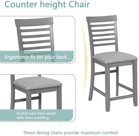 LUMISOL 5-Piece Dining Table Set for 4, Farmhouse Counter Height Kitchen Dini...