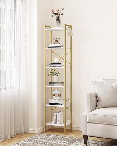 Hzuaneri Bookshelf, Book Shelf, Industrial Bookcase with 2 Hooks