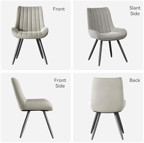 Mid Century Modern Dining Chairs Set of 4, Soft Cushion Upholstered Fabric, L...