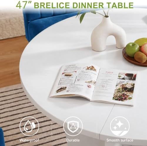 Brelice Breakfast Nook Table Set, Farmhouse 5-Piece Round Dining Table Set wi...