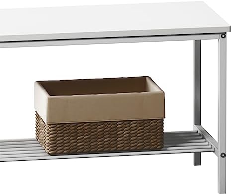 soges Kitchen Table Set for 4, Off White Nesting Table with Chairs & Bench