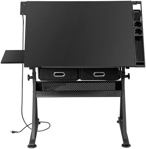 ZENY Adjustable Drafting Table with Stool Tilting Drawing Desk Artist Table