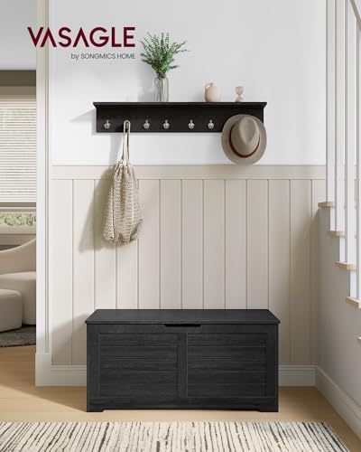 VASAGLE Storage Chest, 39.4 Inches Width Bench with 2 Safety Hinges | Farmhou...