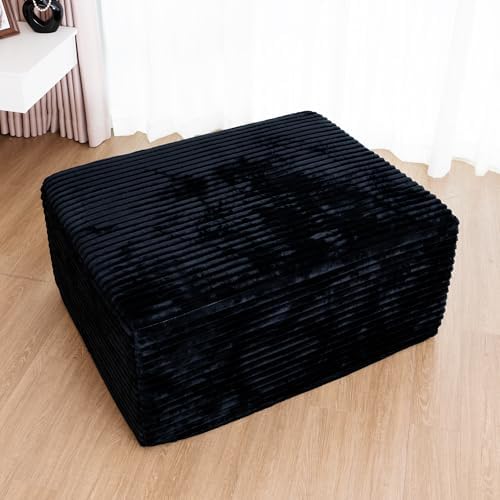 37.4" Plush Corduroy Ottoman, Upholstered Cloud Ottoman for Couch in a B...