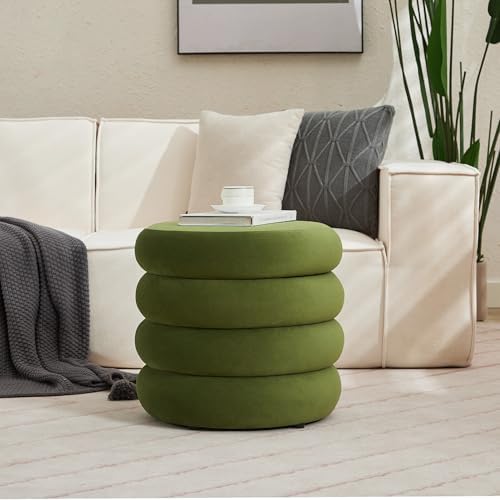 Flouki 19.5" Storage Ottoman Round, Vanity Stools for Bedroom, Velvet Po...