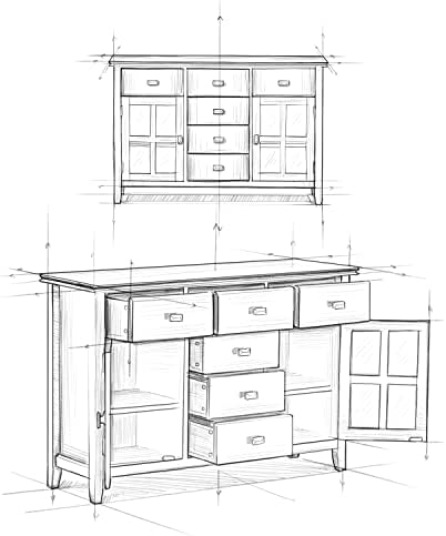 SIMPLIHOME Artisan 54" Wide Solid Wood 3-Door Buffet in Dark Chestnut Brown