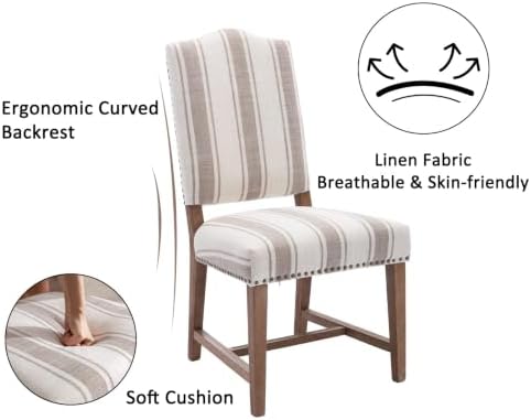 Shunzhi Farmhouse Upholstered Dining Chairs Set of 2 Parson Chairs Mid Centur...