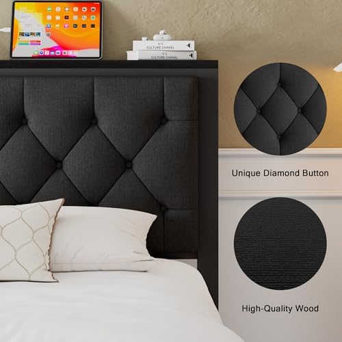 Einhomn Full Size Bed Frame with 2 Storage Drawers, Metal Platform Bed with C...