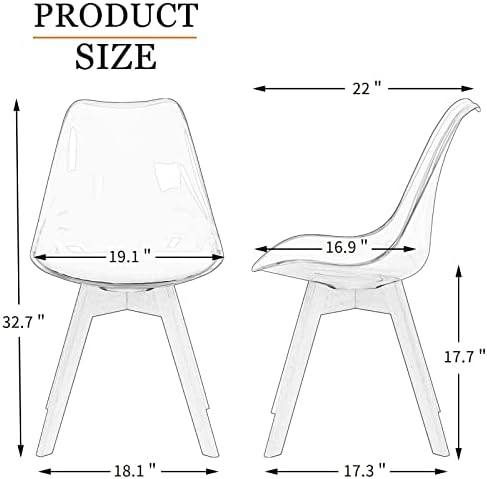 ANOUR Dining Chairs Set of 4, Modern Kitchen Clear Acrylic Accent Dinner Chai...