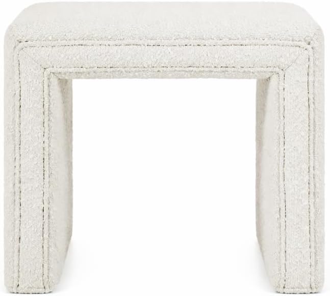 HomePop 19" Modern Channel Tufted Ottoman - Cream Boucle