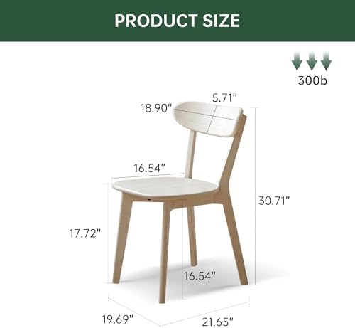 Dining Chairs, Kitchen Chairs, 100% Oak Solid Wood Modern Chair with Curved B...