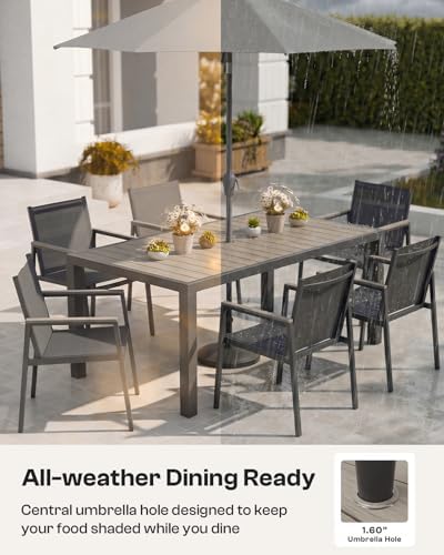 Outdoor Dining Set, 7 Piece Aluminum Patio Table and Chairs Set, All Weather ...