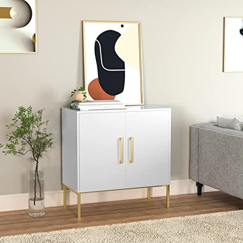 JOZZBY Buffet Sideboard Cabinet with Storage and Adjustable Shelves, White丨Mo...