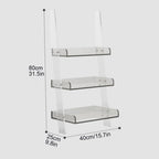 Small Acrylic Ladder Bookshelf, 3-Tier Freestanding Ladder Shelf Bookcase, Multipurpose Narrow Storage Rack for Living Room, Office(Clear)