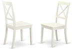 East West Furniture SHBO3-WHI-W 3 Piece Dinette Set for Small Spaces Contains a Round Dining Room Table with Pedestal and 2 Kitchen Dining Chairs, 42x42 Inch, Linen White