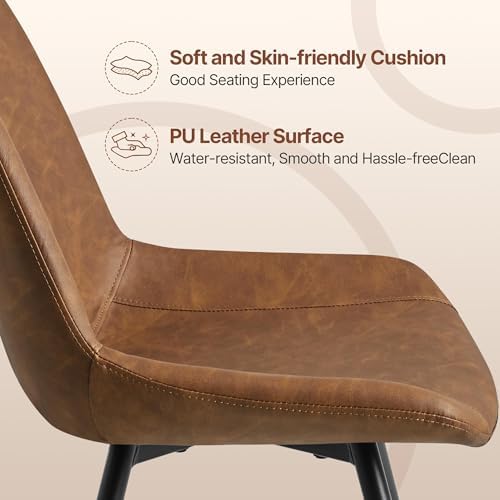 Yaheetech Dining Chairs Set of 2 Mid Century Modern Kitchen Chairs Brown