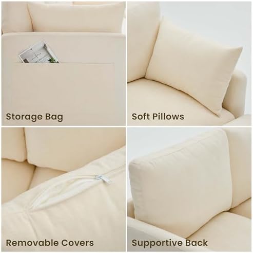 Iroomy Sectional Cloud Couch for Living Room, Spring Cushion Seating, L Shape...