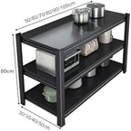 Multifunctional Microwave Stand Kitchen Counter Shelf Heavy Duty Metal Shelving Unit Pot Storage Rack Tableware Organizer (Black 100x40x80cm)