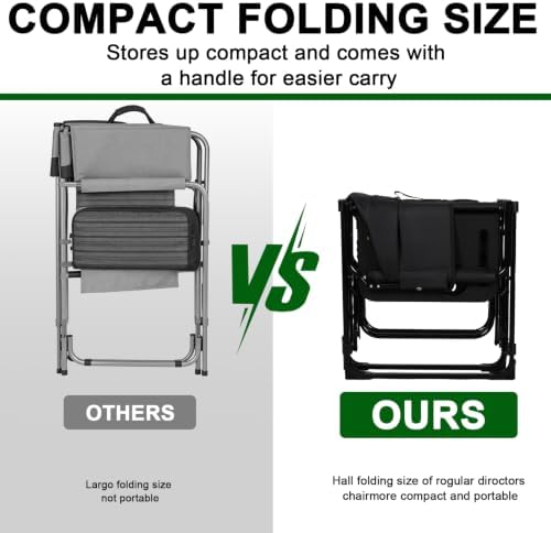 Romswi 2 Pack Folding Director Chair for Outdoor, Heavy Duty Camping Chair wi...