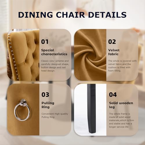 3-Pieces Dining Sets, 31.5" Round Dining Table Set with 2 Velvet Upholst...