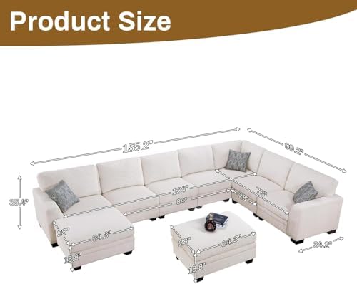 Legend Vansen Oversized Modular Sectional Sofa,U/L-Shaped Corduroy Couch with...