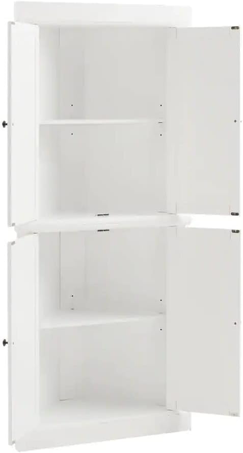 Maykoosh Tall Corner Pantry Cabinet - Modern Kitchen Storage, 2 Stackable Pan...