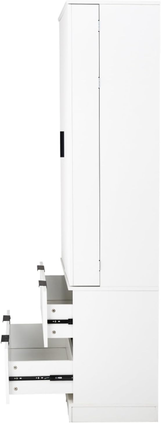 Hassyee 72" Modern Fluted Kitchen Pantry Cabinet with 2 Large Drawers &a...