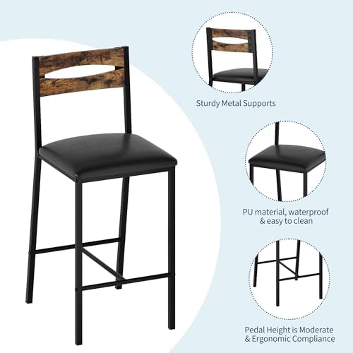 GarveeHome Dining Table Set for 2, Wood Table with Upholstered Chairs