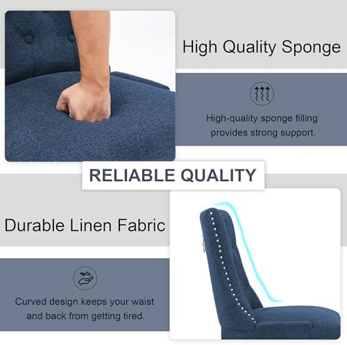 Dining Chairs Set of 4, Modern Kitchen Chairs with Back, Dark Blue