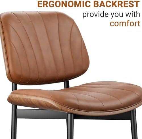 REONEY Dining Chairs Set of 2, Mid-Century Modern Kitchen Chairs, Camel