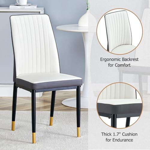 Modern Dining Table Set for 6, Marble Kitchen Table Chair Set for 6, Rectangu...