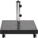 Granite Parasol Base 66.1 lb Square Black Heavy Duty Umbrella Stand with 2 Locking Bolts, 1 Adapter for 1.5"/1.9" Poles, 4 Castors for Easy Movement